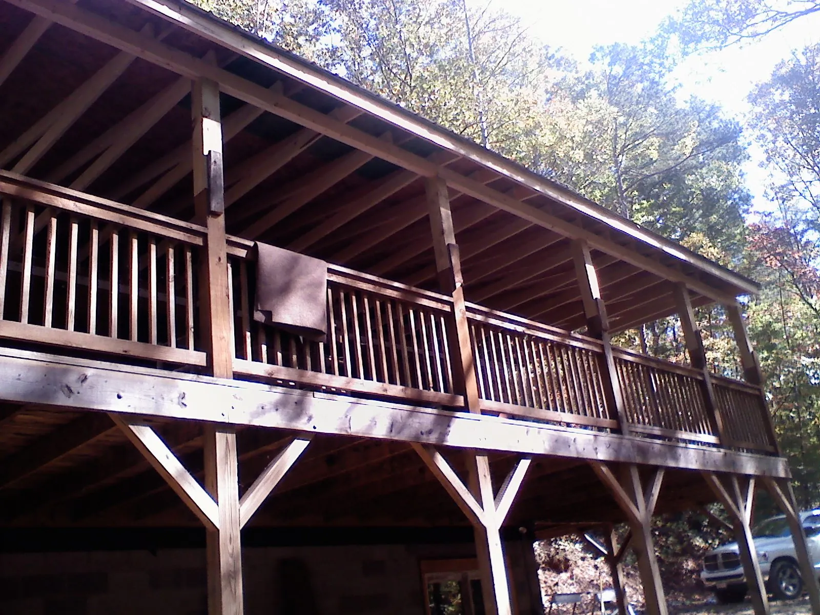 Timber framing under a new elevated porch and deck — Roof Leak Repair in Zionsville by Roofing Brothers